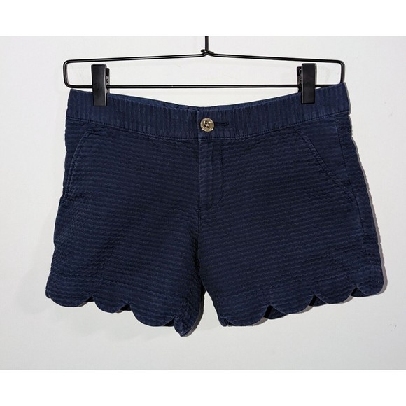 Lilly Pulitzer Pants - Lilly Pulitzer Buttercup Shorts Women's Size 00 True Navy Blue 5" Scallop Hem